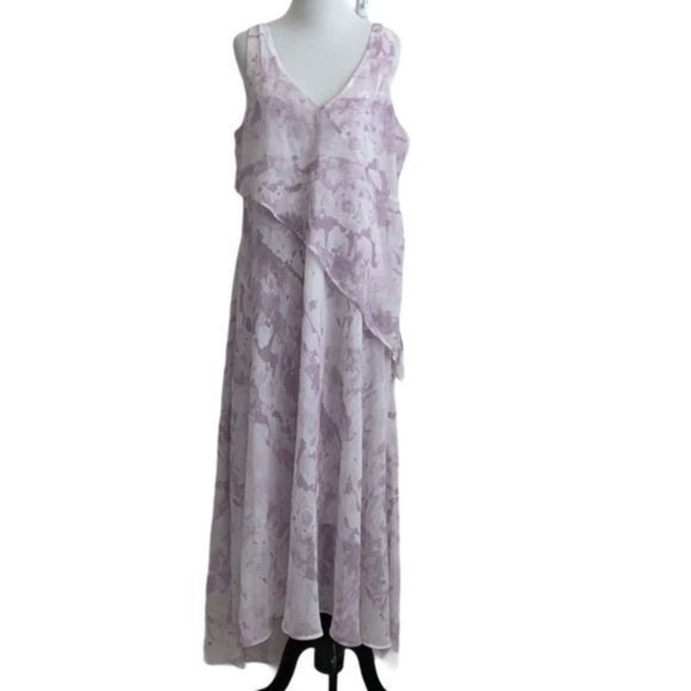 H by halston lavender sky floral‎ layered maxi dress women’s size 12